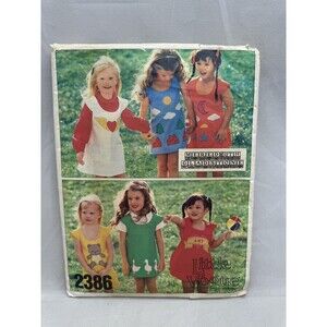 Little Vogue Sewing Pattern 2386 Girls Sundress Dress Appliques Size 3 Vintage